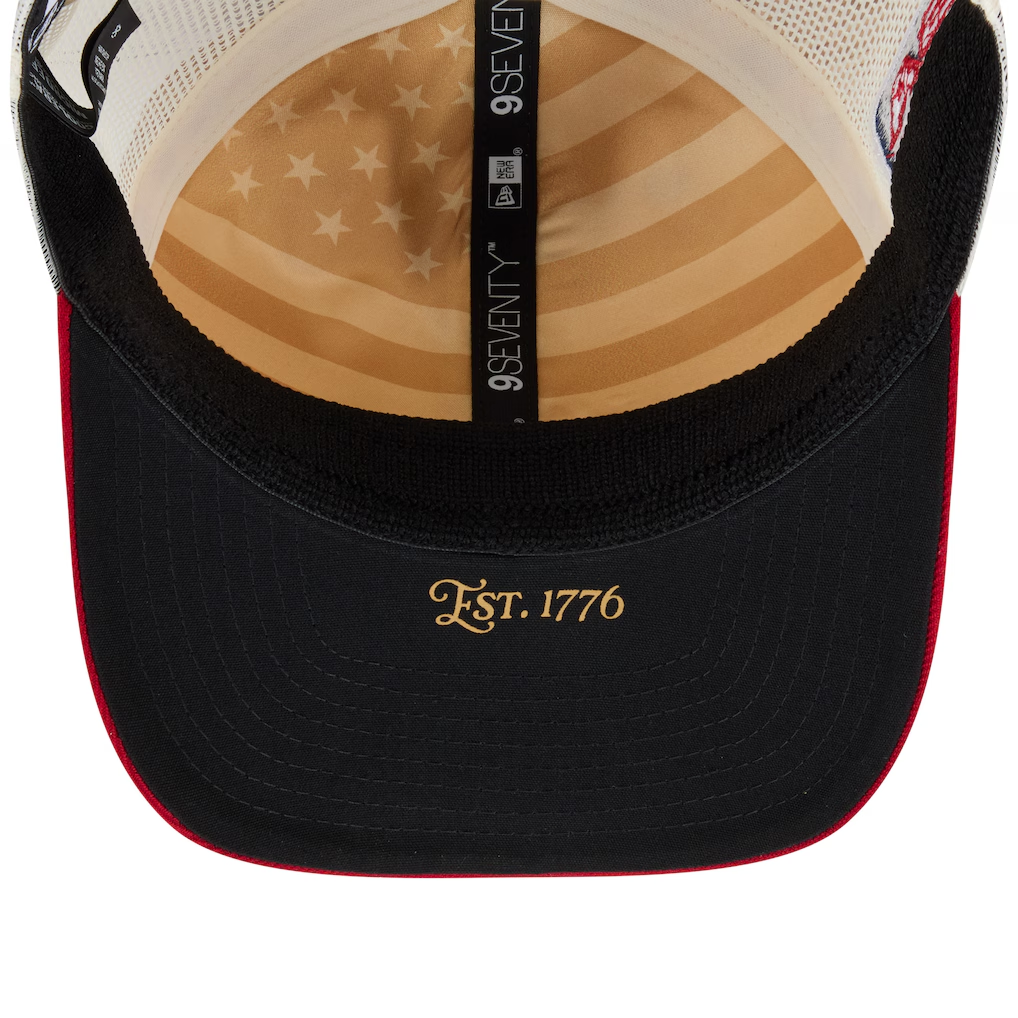 SAN FRANCISCO GIANTS 2026 MLB USA 250 4TH OF JULY 9SEVENTY ADJUSTABLE SNAPBACK TRUCKER HAT - CHROME WHITE/RED