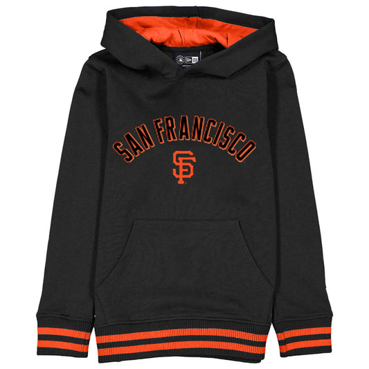SAN FRANCISCO GIANTS BOYS STRIPE CUFF PULLOVER HOODED SWEATSHIRT - BLACK