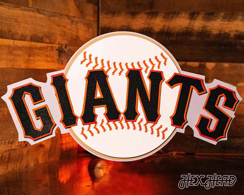 SAN FRANCISCO GIANTS CLUB LOGO 3D VINTAGE METAL WALL ART - 28" X 15"
