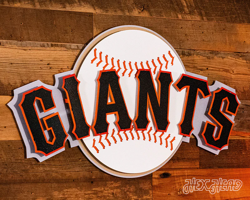 SAN FRANCISCO GIANTS CLUB LOGO 3D VINTAGE METAL WALL ART - 28" X 15"