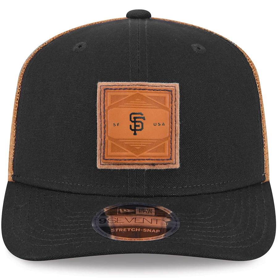 SAN FRANCISCO GIANTS DEBOSSED LOGO TRUCKER  9SEVENTY SNAPBACK HAT - BLACK