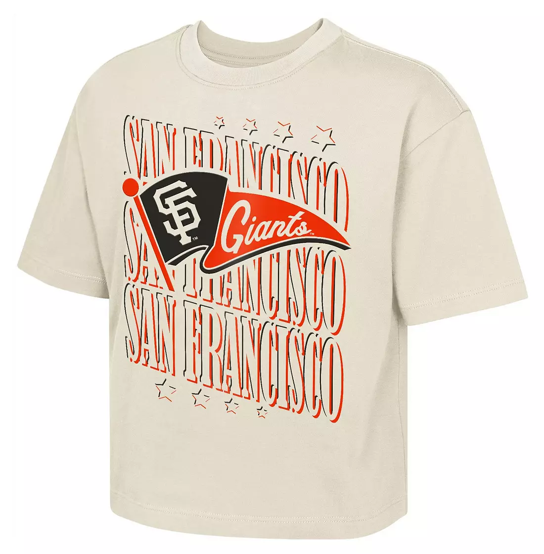 SAN FRANCISCO GIANTS GIRLS OUTERSTUFF TEAM FLAG BOXY T-SHIRT - TAN