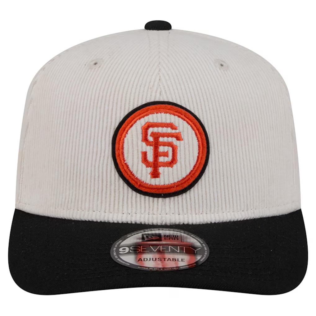SAN FRANCISCO GIANTS LOYAL CORDUROY 9SEVENTY STRETCH-SNAP ADJUSTABLE HAT - CHROME WHITE/BLACK