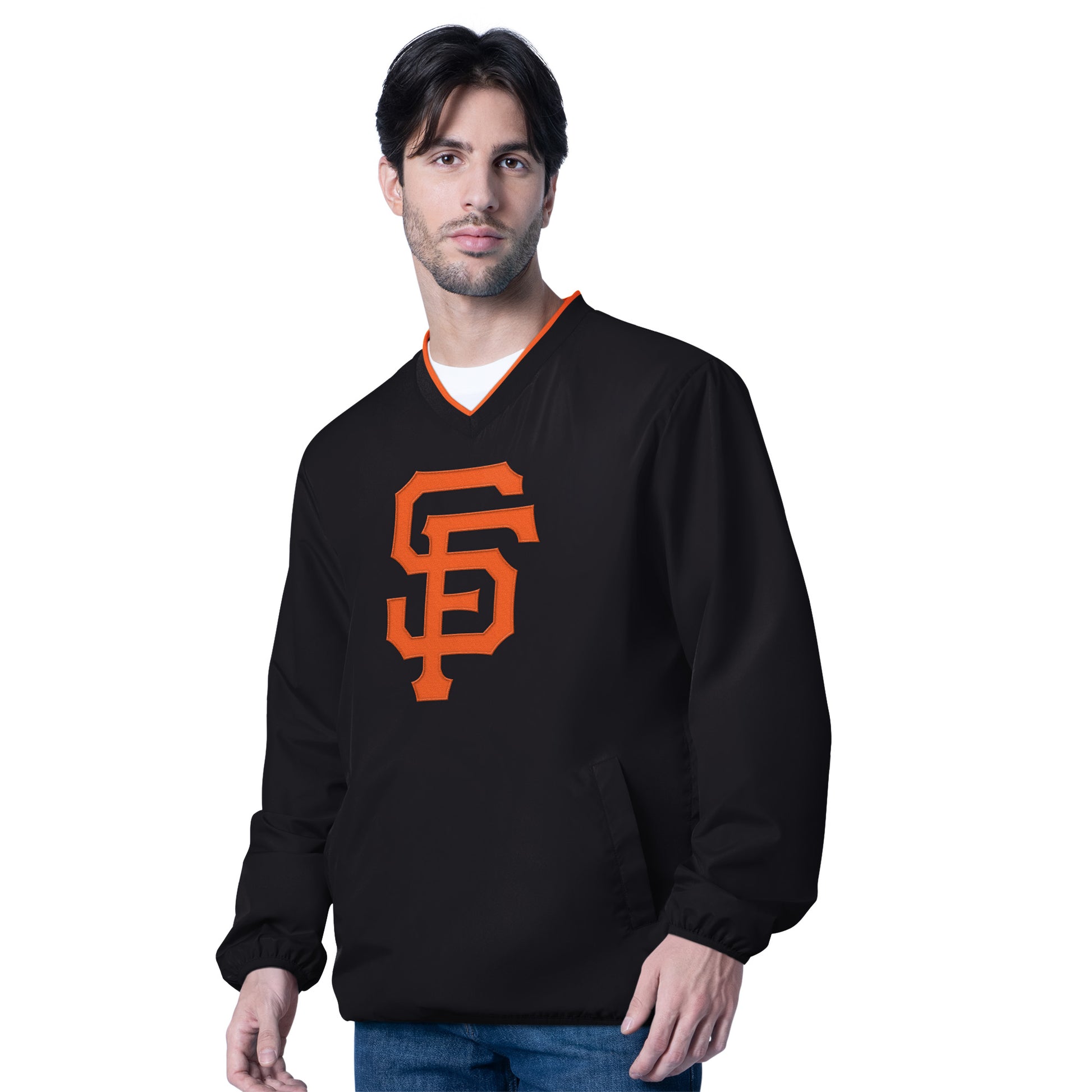 SAN FRANCISCO GIANTS MEN'S G-III BY CARL BANKS CROSSOVER PULLOVER JACKET - BLACK