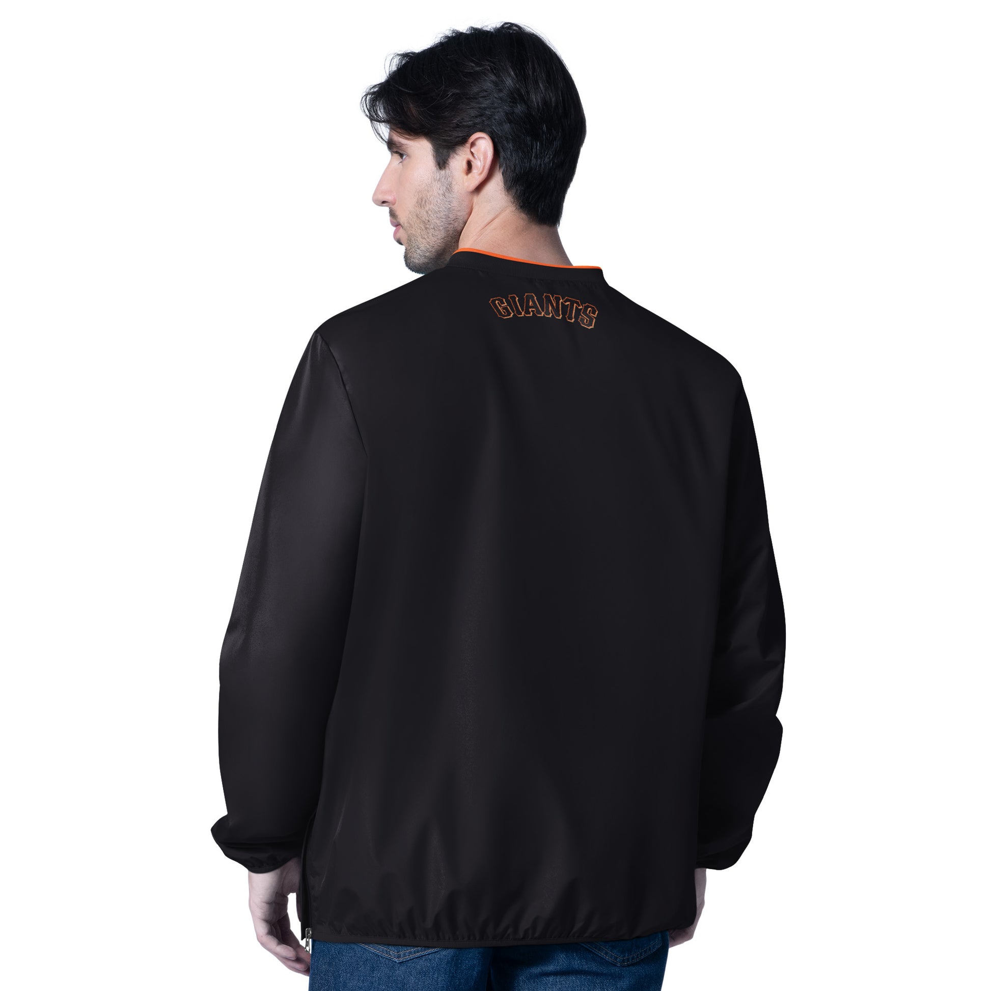 SAN FRANCISCO GIANTS MEN'S G-III BY CARL BANKS CROSSOVER PULLOVER JACKET - BLACK