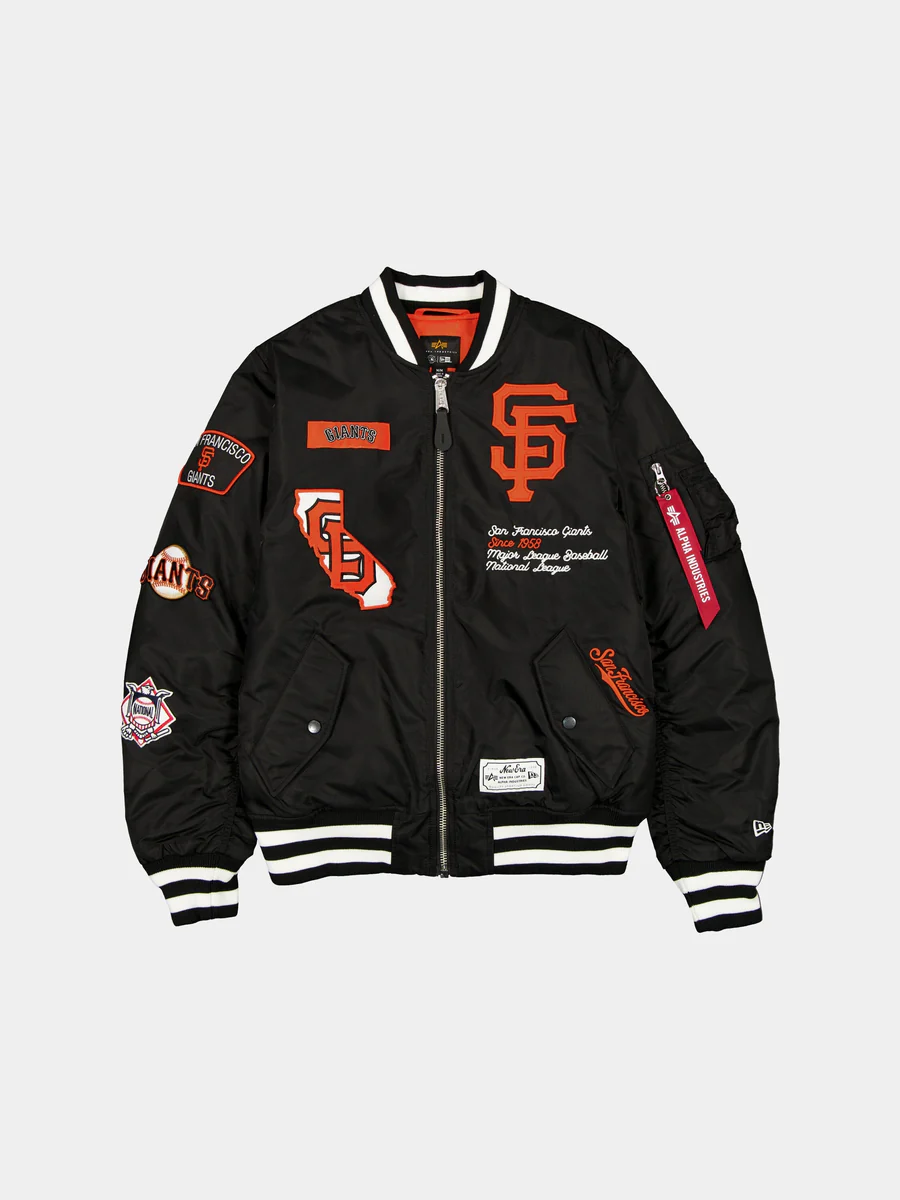 SAN FRANCISCO GIANTS MEN'S NEWERA X ALPHA INDUSTRIES MA-1 BOMBER JACKET - BLACK