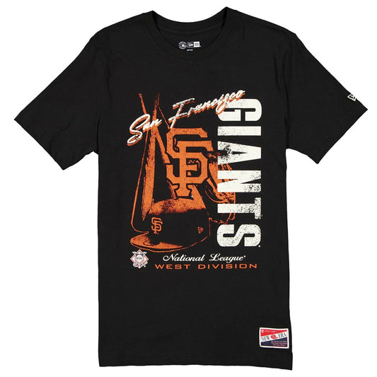 SAN FRANCISCO GIANTS MEN'S THROWBACK  HAT FLASH T-SHIRT - BLACK