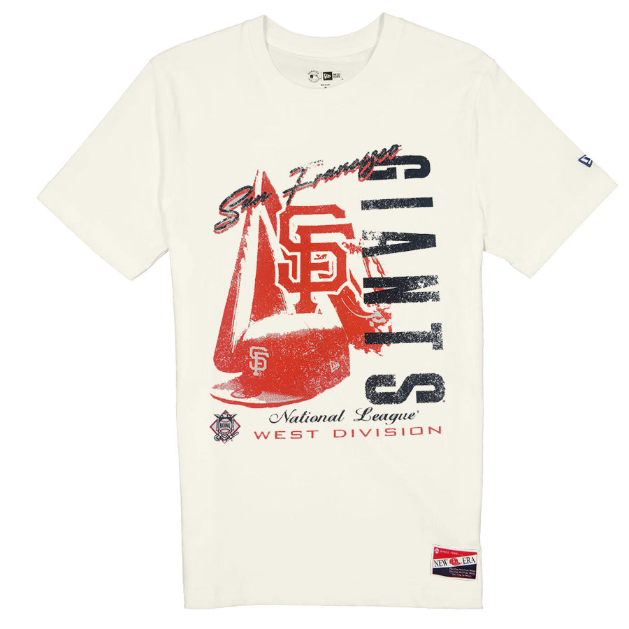 SAN FRANCISCO GIANTS MEN'S THROWBACK  HAT FLASH T-SHIRT - CHROME WHITE