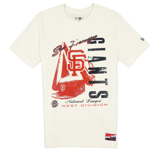 SAN FRANCISCO GIANTS MEN'S THROWBACK  HAT FLASH T-SHIRT - CHROME WHITE