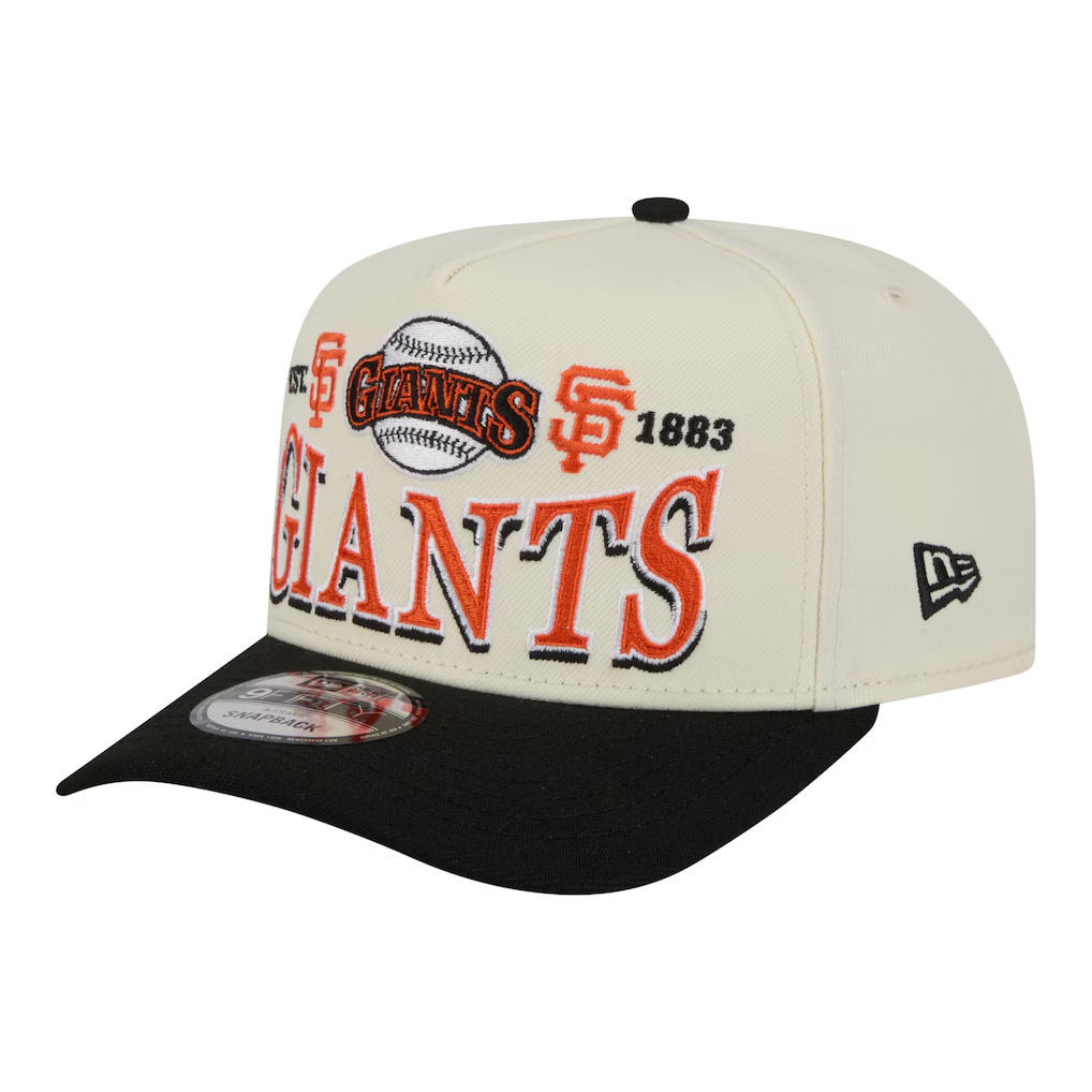 SAN FRANCISCO GIANTS NEW ERA TRI-HIT 9FIFTY A-FRAME SNAPBACK HAT - CHROME WHITE/BLACK