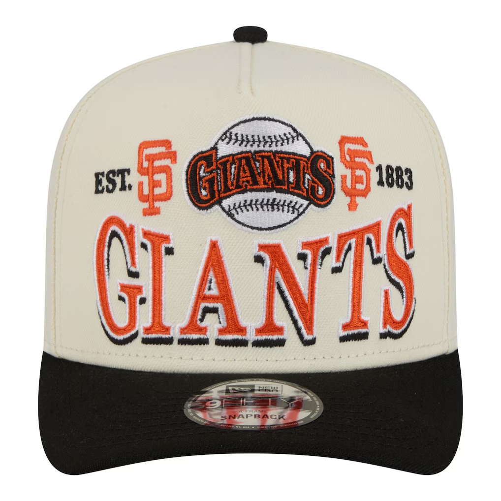 SAN FRANCISCO GIANTS NEW ERA TRI-HIT 9FIFTY A-FRAME SNAPBACK HAT - CHROME WHITE/BLACK