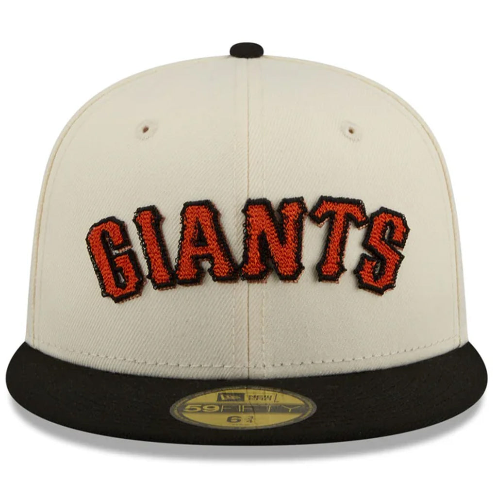 SAN FRANCISCO GIANTS NEW ERA TWO-TONE STITCH 59FIFTY FITTED HAT - CHROME WHITE/BLACK