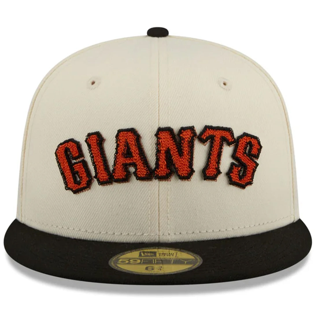 SAN FRANCISCO GIANTS NEW ERA TWO-TONE STITCH 59FIFTY FITTED HAT - CHROME WHITE/BLACK