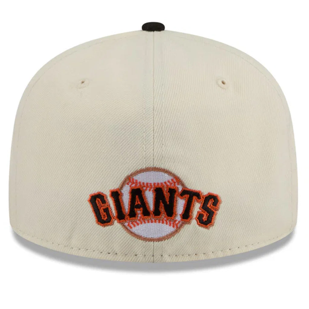 SAN FRANCISCO GIANTS NEW ERA TWO-TONE STITCH 59FIFTY FITTED HAT - CHROME WHITE/BLACK