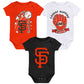 SAN FRANCISCO GIANTS NEWBORN 1-2-3 INNING 3-PIECE BODYSUIT SET