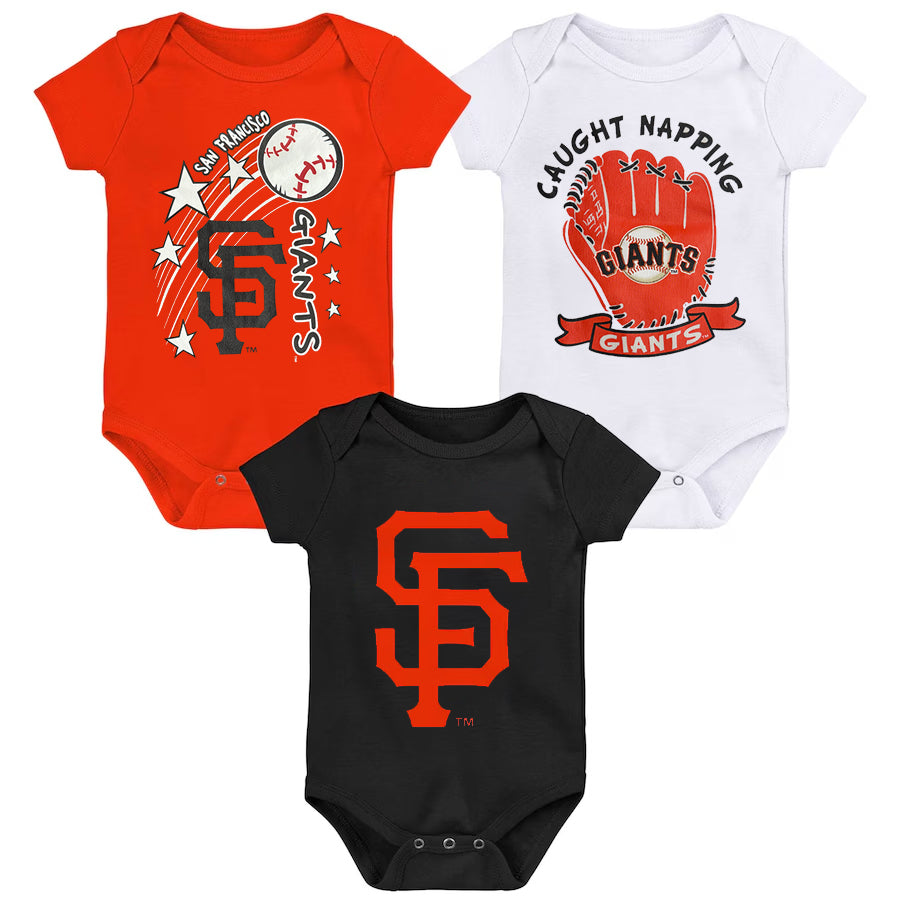 SAN FRANCISCO GIANTS NEWBORN 1-2-3 INNING 3-PIECE BODYSUIT SET