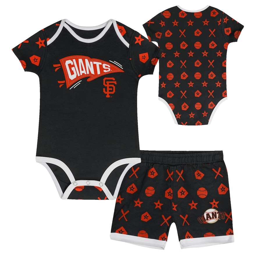 SAN FRANCISCO GIANTS NEWBORN ON DECK 2-PIECE BODYSUIT & DIAPER COVER SET - BLACK