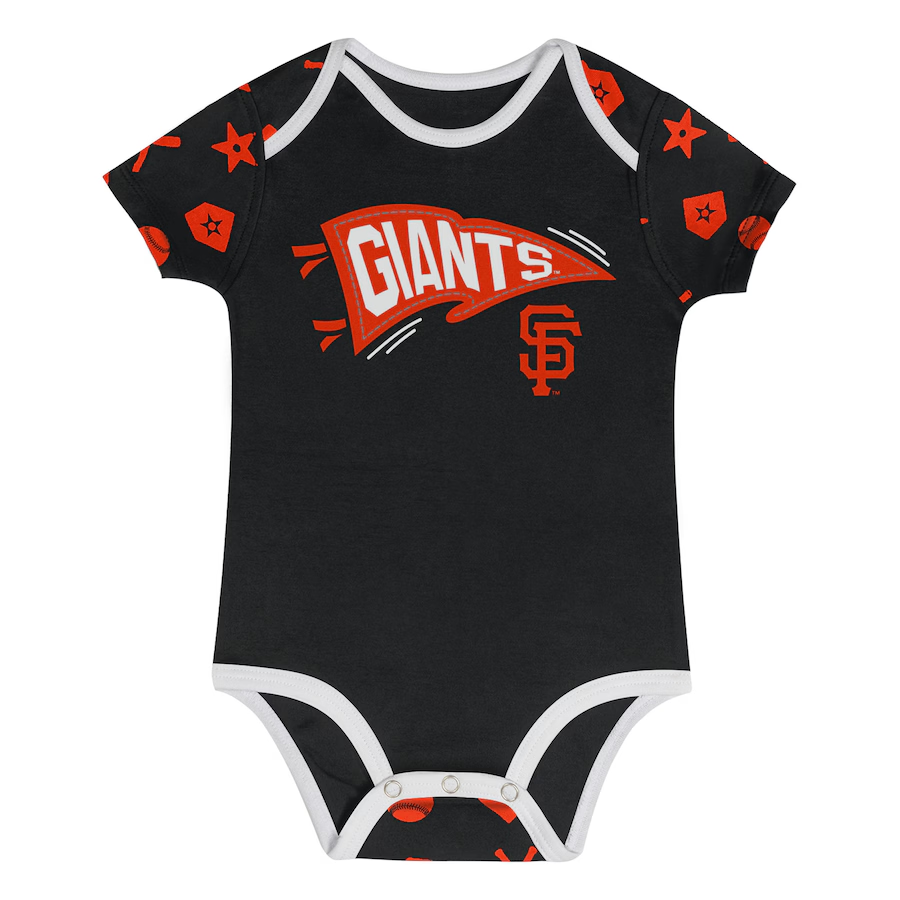SAN FRANCISCO GIANTS NEWBORN ON DECK 2-PIECE BODYSUIT & DIAPER COVER SET - BLACK