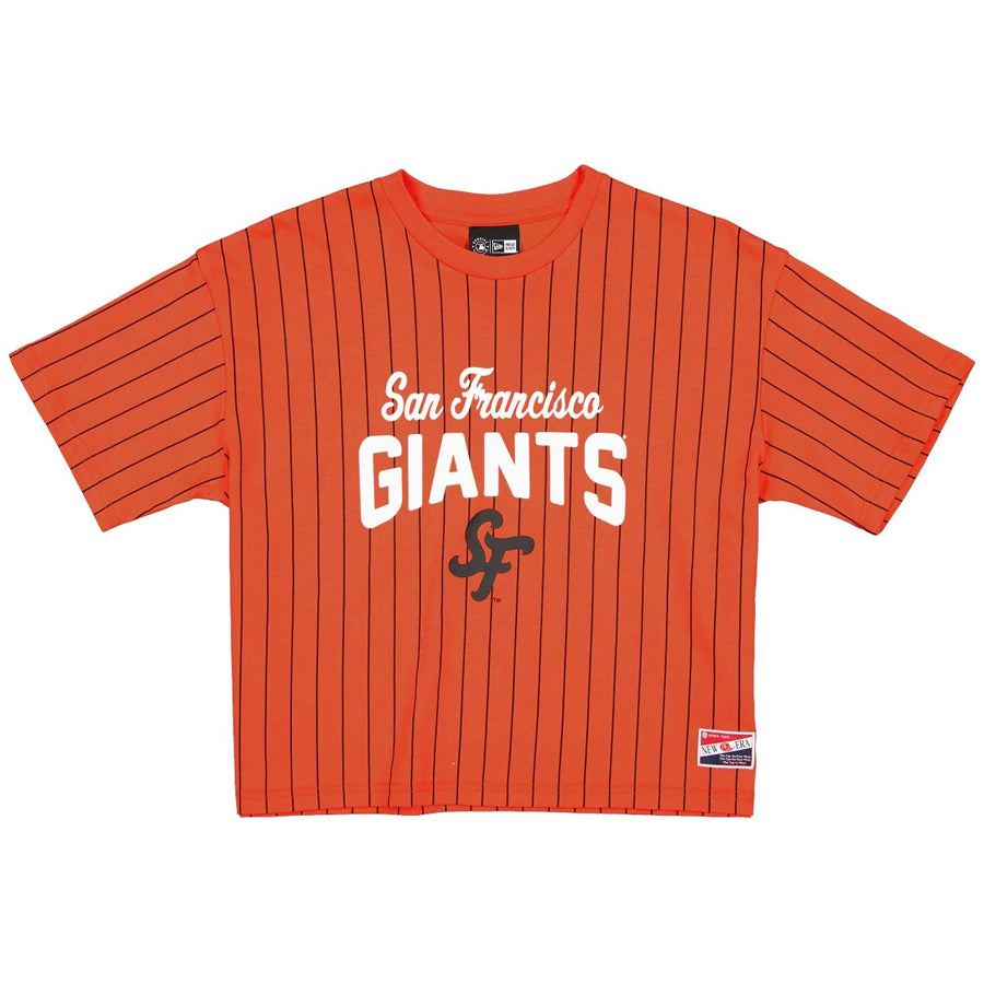 SAN FRANCISCO GIANTS WOMEN'S 2025 MLB CITY CONNECT PINSTRIPE T-SHIRT - ORANGE