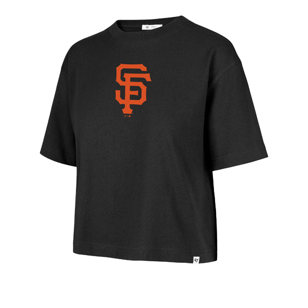 SAN FRANCISCO GIANTS WOMEN'S '47 BRAND BACK OUT CITY CROP T-SHIRT - BLACK