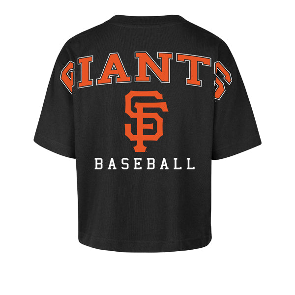 SAN FRANCISCO GIANTS WOMEN'S '47 BRAND BACK OUT CITY CROP T-SHIRT - BLACK