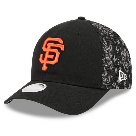 SAN FRANCISCO GIANTS WOMEN'S FLORAL MESH 9FORTY M-CROWN TRUCKER HAT - BLACK