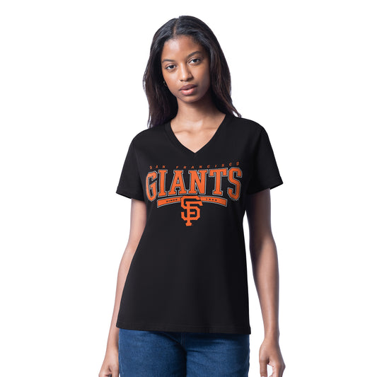 SAN FRANCISCO GIANTS WOMEN'S G-III 4HER BY CARL BANKS CHEER DANCE II T-SHIRT - BLACK