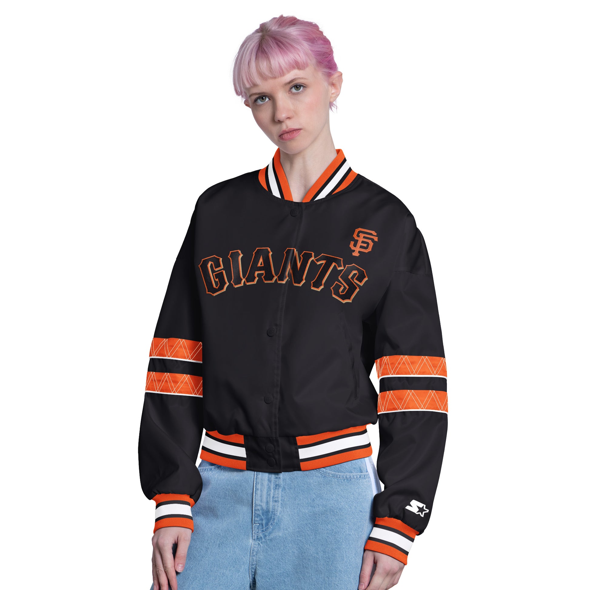 SAN FRANCISCO GIANTS WOMEN'S G-III 4HER BY CARL BANKS INTERCEPTION JACKET - BLACK