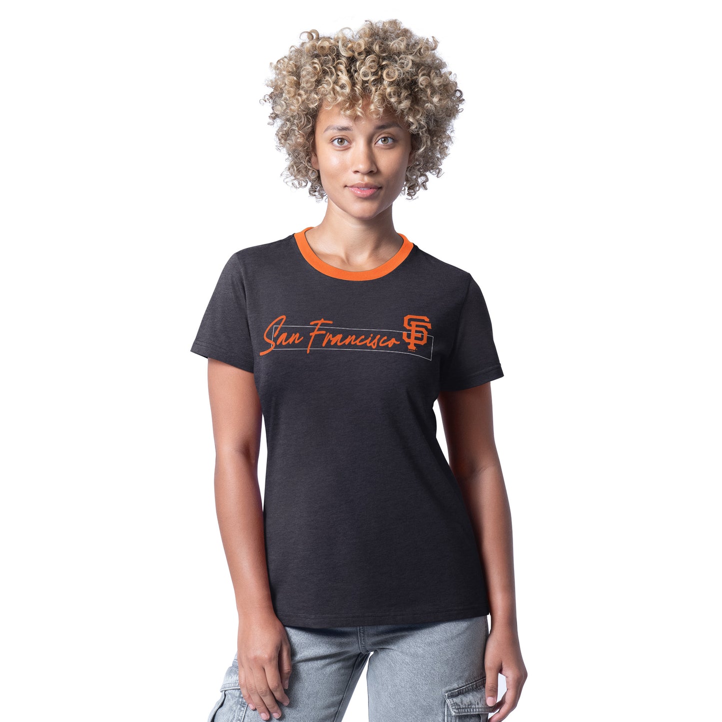 SAN FRANCISCO GIANTS WOMEN'S G-III 4HER BY CARL BANKS MAIN PLAY T-SHIRT - BLACK