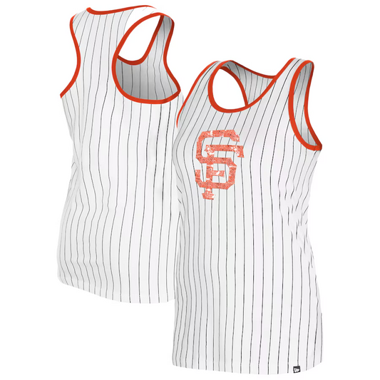 SAN FRANCISCO GIANTS WOMEN'S GAMEDAY SEQUIN PINSTRIPE TANK TOP - WHITE