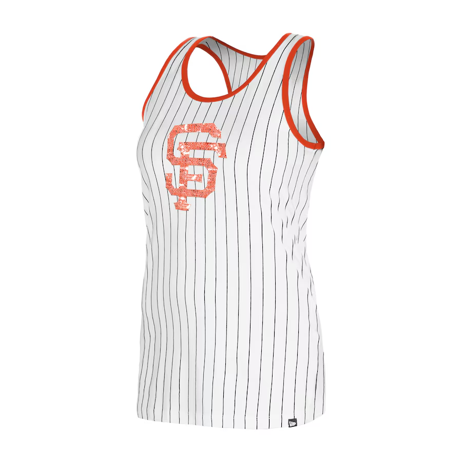 SAN FRANCISCO GIANTS WOMEN'S GAMEDAY SEQUIN PINSTRIPE TANK TOP - WHITE