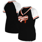 SAN FRANCISCO GIANTS WOMEN'S GLITTER SCRIPT RAGLAN V-NECK T-SHIRT - BLACK