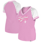 SAN FRANCISCO GIANTS WOMEN'S GLITTER SCRIPT RAGLAN V-NECK T-SHIRT - PINK