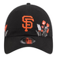 SAN FRANCISCO GIANTS WOMEN'S NEW ERA WILDFLOWER CASUAL CLASSIC ADJUSTABLE HAT - BLACK
