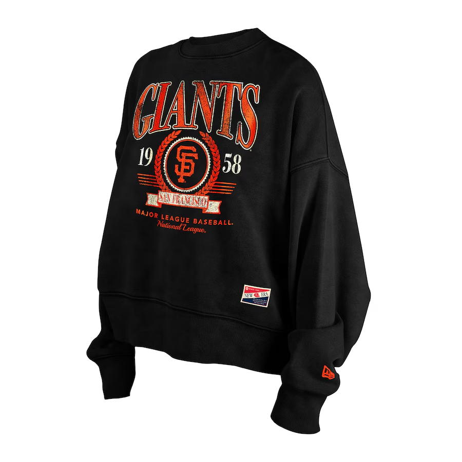 SAN FRANCISCO GIANTS WOMEN'S THROWBACK BOXY CREWNECK SWEATSHIRT - BLACK