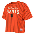 SAN FRANCISCO GIANTS WOMEN'S THROWBACK PINESTRIPE CROPPED T-SHIRT - ORANGE