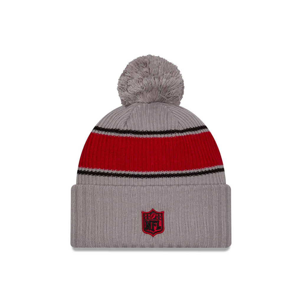 SAN FRANCSICO 49ERS 2024 NFL SIDELINE CUFFED KNIT BEANIE WITH POM - GRAPHITE
