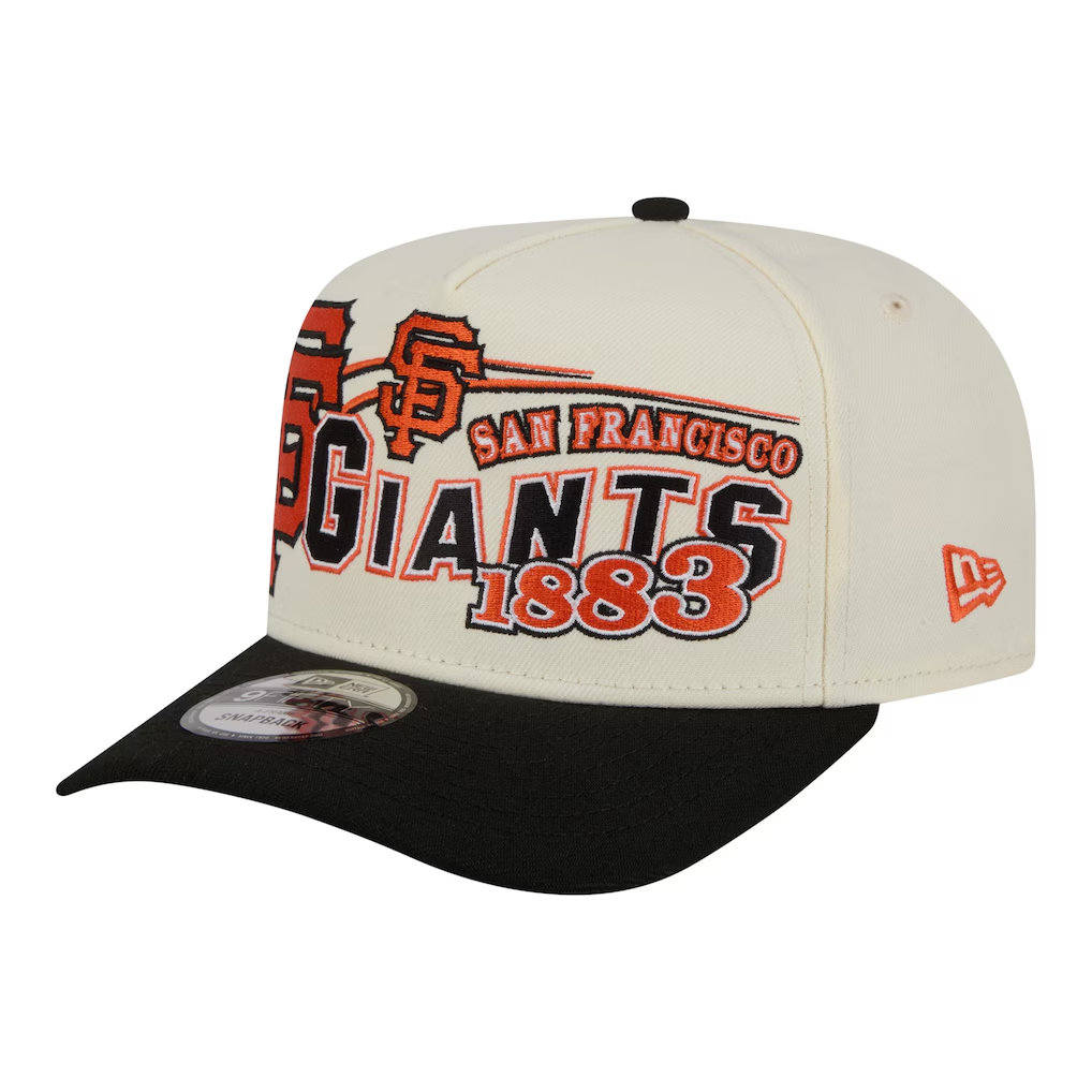 SAN FRANCSICO GIANTS NEW ERA CLASSIC 9FIFTY A-FRAME SNAPBACK HAT - CHROME WHITE/BLACK