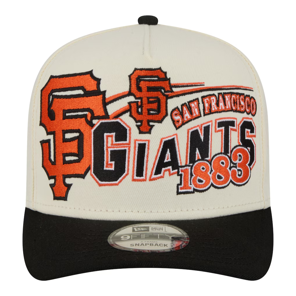 SAN FRANCSICO GIANTS NEW ERA CLASSIC 9FIFTY A-FRAME SNAPBACK HAT - CHROME WHITE/BLACK