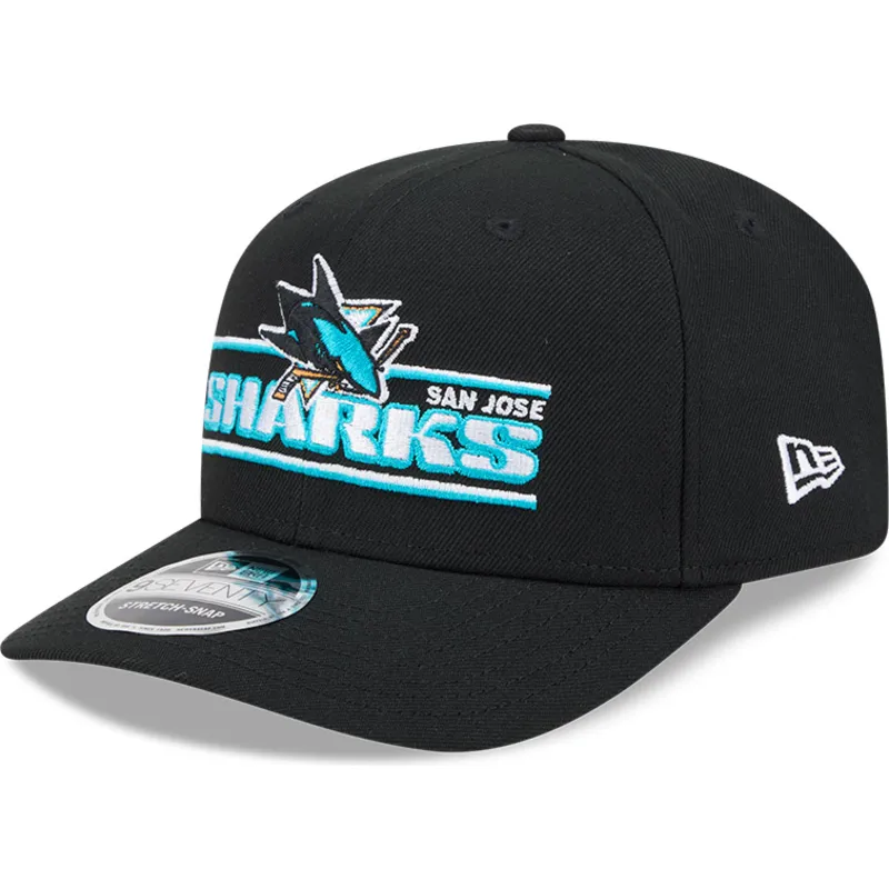 SAN JOSE SHARKS STATED 9SEVENTY STRETCH-SNAP ADJUSTABLE HAT - BLACK