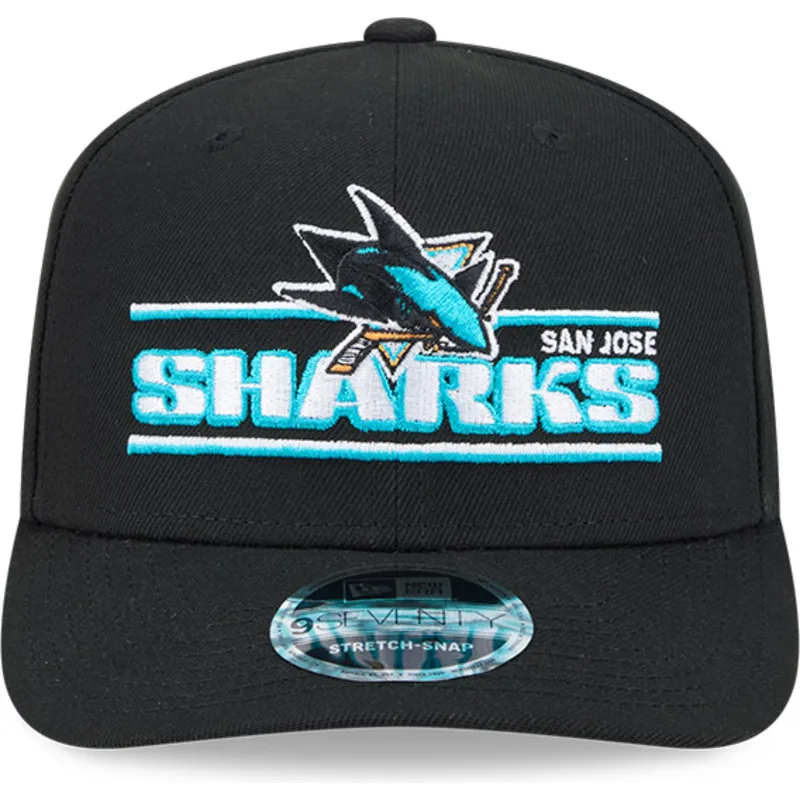 SAN JOSE SHARKS STATED 9SEVENTY STRETCH-SNAP ADJUSTABLE HAT - BLACK