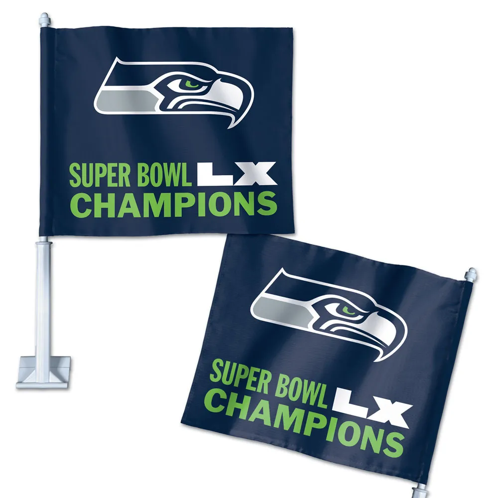 SEATTLE SEAHAKS SUPER BOWL LX CHAMPIONS 11.75" X 14" CAR FLAG - 1 PIECE