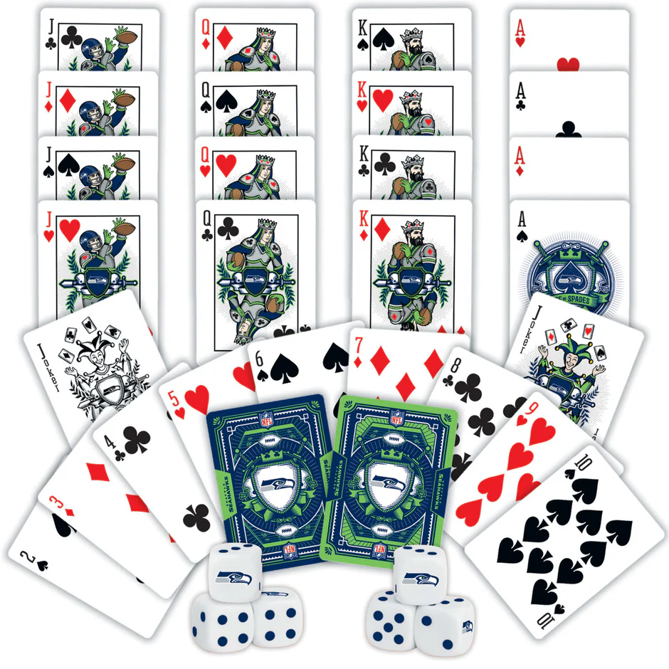 SEATTLE SEAHAWKS 2-PACK CARD AND DICE SET