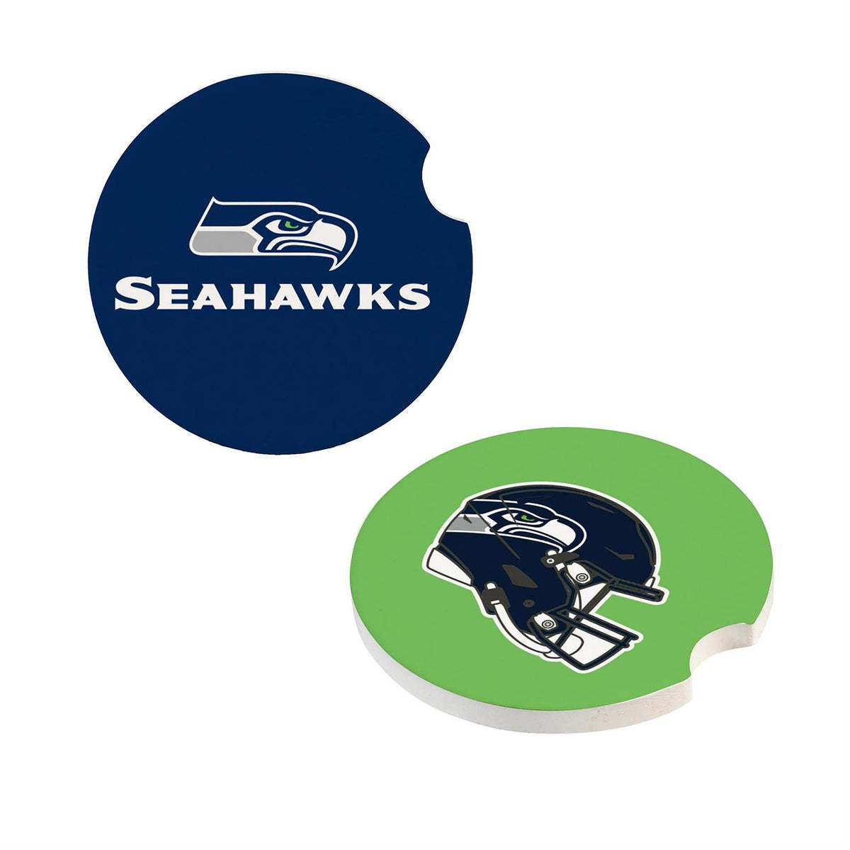SEATTLE SEAHAWKS 2-PIECE CAR COASTER SET