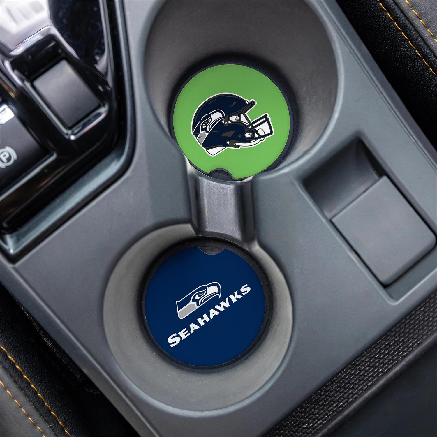SEATTLE SEAHAWKS 2-PIECE CAR COASTER SET