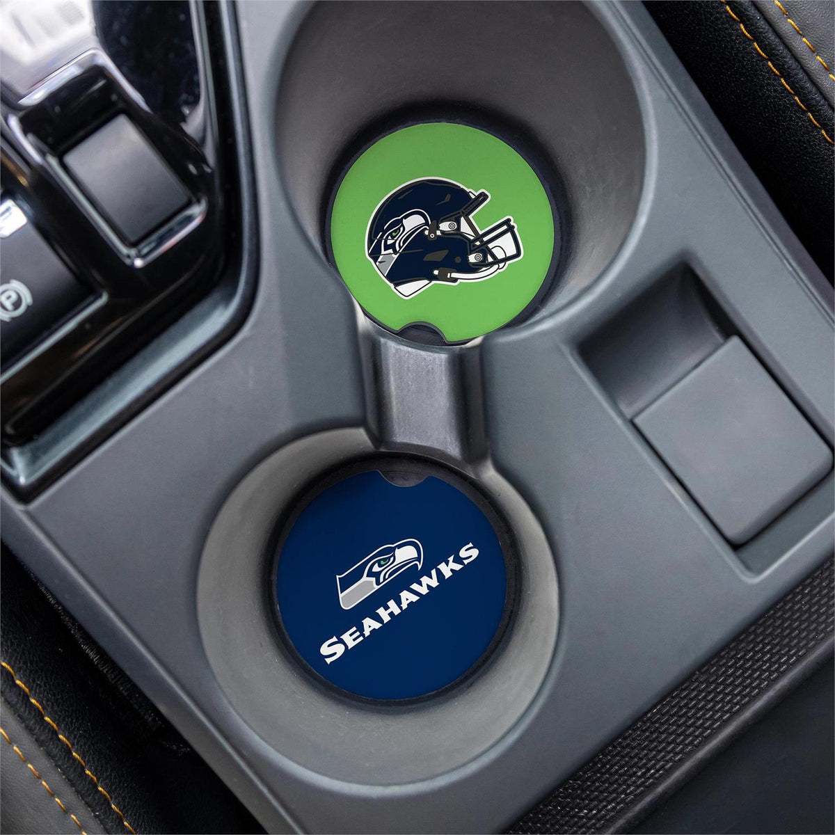 SEATTLE SEAHAWKS 2-PIECE CAR COASTER SET