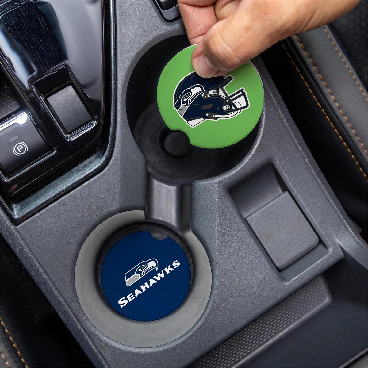 SEATTLE SEAHAWKS 2-PIECE CAR COASTER SET