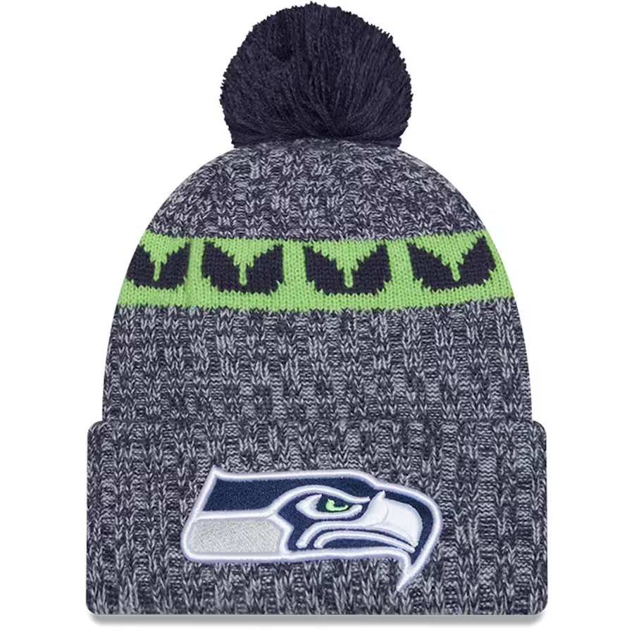 SEATTLE SEAHAWKS 2023 NFL SIDELINE CUFFED KNIT WITH POM