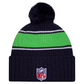 SEATTLE SEAHAWKS 2024 NFL SIDELINE CUFFED KNIT BEANIE WITH POM  - BLUE