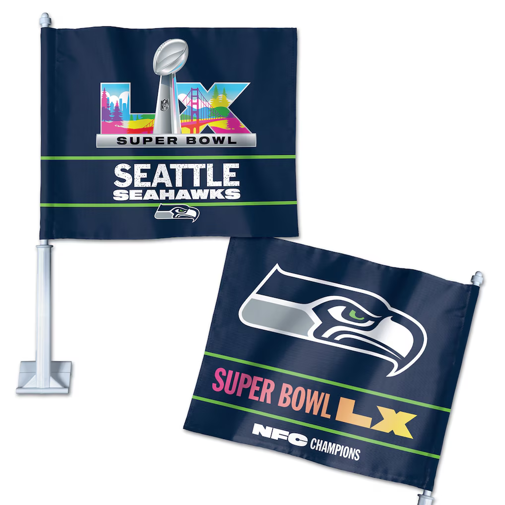 SEATTLE SEAHAWKS 2025 NFC CONFERENCE CHAMPIONS 11.75" X 14" CAR FLAG - 1 PIECE